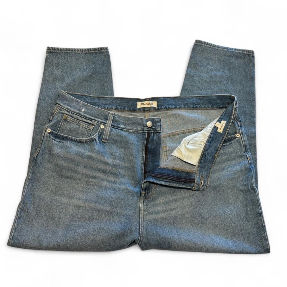 Madewell Womens 35‎ Mom Jean High Rise Straight Leg Light Wash Distressed - Picture 3 of 7